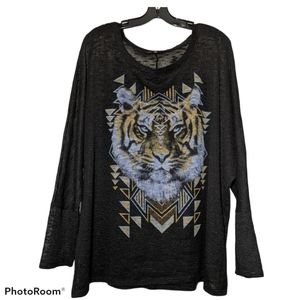 Love & Legend Black Tiger Knit Light Sweater Top